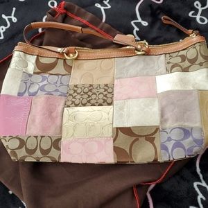 Coach Khaki Signature Patchwork Leather tote